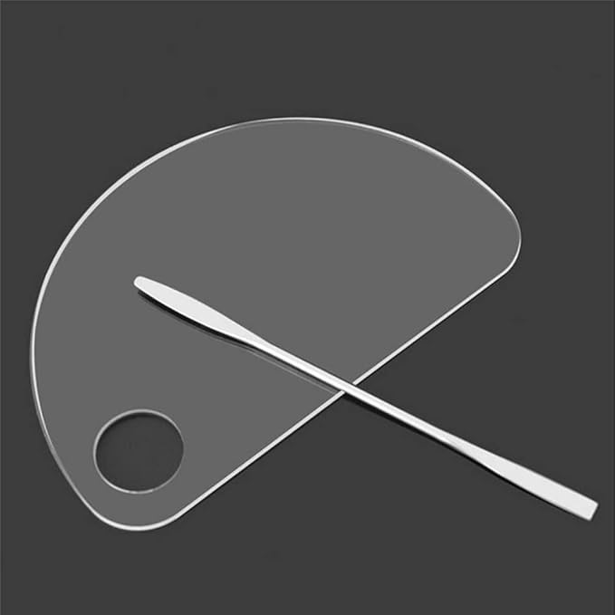 Set of 2 Semicircle Acrylic Makeup Palette and Metal Spatula Acrylic Cosmetic Palette Cosmetic Artist Palette Mixing Palette with Spatula Nail Art Eye Shadow Lipsticks Mixing Makeup Tools-VivaGrace Women