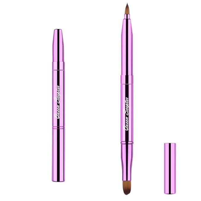 Cosmetic Brushes Lip Eye Double Sided Makeup Brush with Cap for Travel Retractable Lip Brush Eyebrow Brush Concealer Brush For Lipstick Portable Purple-VivaGrace Women