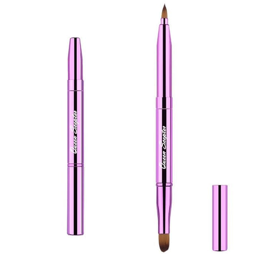 Cosmetic Brushes Lip Eye Double Sided Makeup Brush with Cap for Travel Retractable Lip Brush Eyebrow Brush Concealer Brush For Lipstick Portable Purple-VivaGrace Women