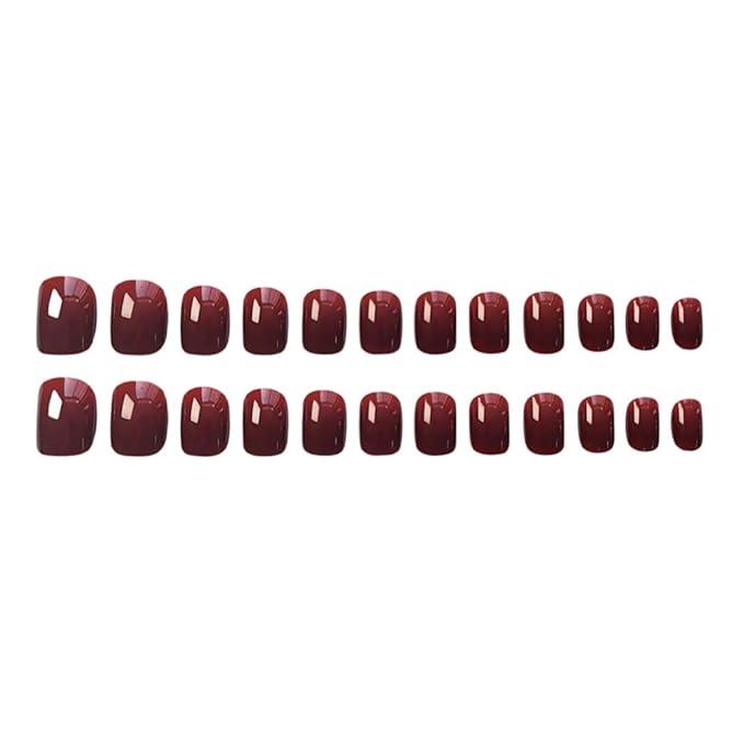 Red Press On Nails Short Square 24 Pcs, Designer Reusable Acrylic Fake Nails with Glue, Glossy Soft Gel Nails Wedding and Party, Stick On Glue On Nails, Nails for Women Gift