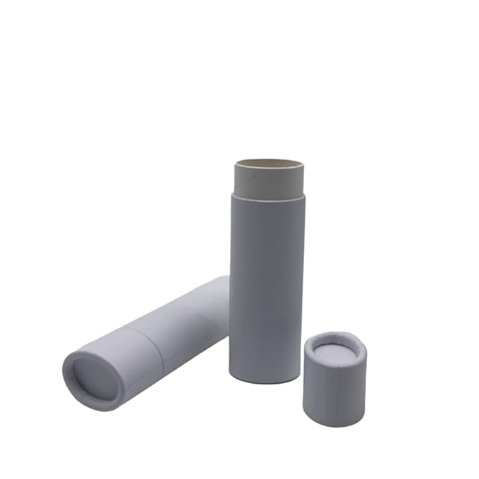 GreenWay 0.5oz / 15g Kraft Paperboard Lip Balm Tubes with Lids - 12 Pack Lip Gloss Tubes Refillable DIY Cosmetic Containers – Oval Shaped Lip Balm Containers Empty Holder Tubes - White-VivaGrace Women