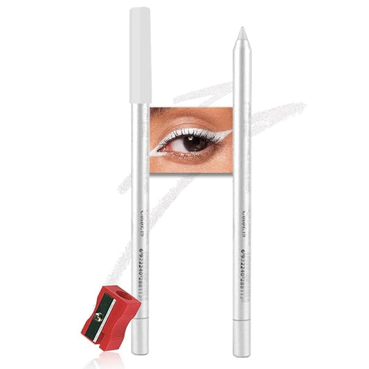 evpct Pearl White Gel Eyeliner Pencil for Women Waterline Waterproof Smudge Proof Eye Makeup Liners, White Mascara Eye Liner Gel Liner Eyeliner with Sharpener delineador de ojos contra el agua 19