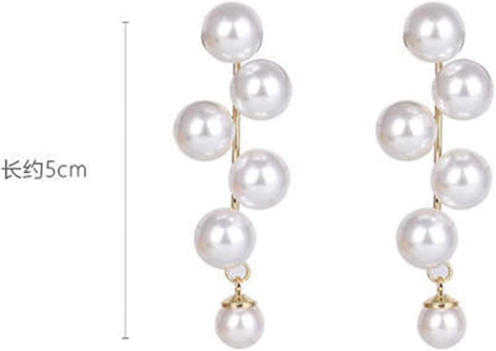 Boho Pearl Drop Earrings Long Pearl Tassel Earrings Gold Cluster Pearl Stud Earrings Bridal Pearl Earrings Wedding Earrings Jewelry for Women-VivaGrace Women