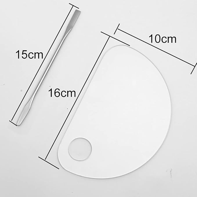 Set of 2 Semicircle Acrylic Makeup Palette and Metal Spatula Acrylic Cosmetic Palette Cosmetic Artist Palette Mixing Palette with Spatula Nail Art Eye Shadow Lipsticks Mixing Makeup Tools-VivaGrace Women