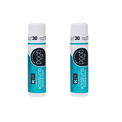 All Good Sunstick - Face Sunscreen, Water Resistant, UVA/UVB Broad Spectrum SPF 30+, Coral Reef Friendly - Beeswax, Zinc, Vitamin E, Shea Butter (Unscented)(2-Pack)-VivaGrace Women