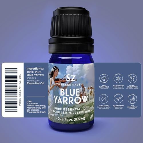 Blue Yarrow Essential Oil – 100% Pure – Calming & Grounding – Deep Blue Steam-Distilled Oil from Achillea millefolium – Aromatherapy, Self-Care & Natural Perfumery – 0.22 fl oz (6.5 mL)-VivaGrace Women