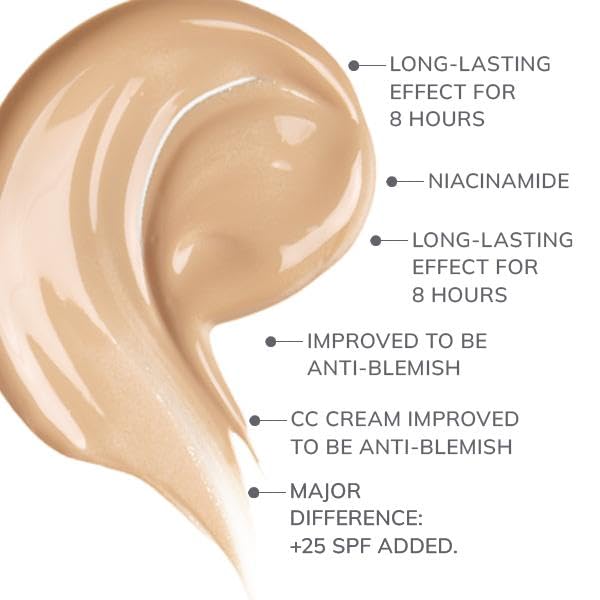 FARMASi CC Color Control Cream, Natural and Flawless Finish, Enriched Formula with Multimineral & Spf 25+, All-Day Hold, All Skin Types, 1 fl. oz, 01 Light-VivaGrace Women