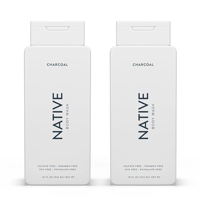 Native Body Wash Contains Naturally Derived Ingredients | For Women & Men, Sulfate, Dye, & Paraben Free Leaving Skin Soft and Hydrated | Charcoal 18 oz - 2 Pk-VivaGrace Women