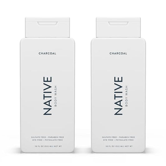 Native Body Wash Contains Naturally Derived Ingredients | For Women & Men, Sulfate, Dye, & Paraben Free Leaving Skin Soft and Hydrated | Charcoal 18 oz - 2 Pk-VivaGrace Women