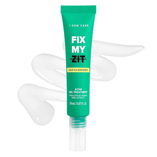 I DEW CARE Acne Gel Treatment - Fix My Zit | with 0.55% Salicylic Acid, Spot Treatment, Blemishes & Zits, Pimple Control, Clears Breakouts, for Sensitive Skin, Soothing, 0.67 FL Oz