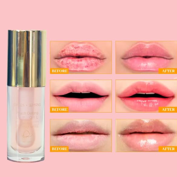 Peach Oolong Lip Oil - Jojoba Oil, Vitamin E & Uuron-cha ekisu, Non-sticky, Moisturizing & Hydrating, Lightweight, Clear-VivaGrace Women