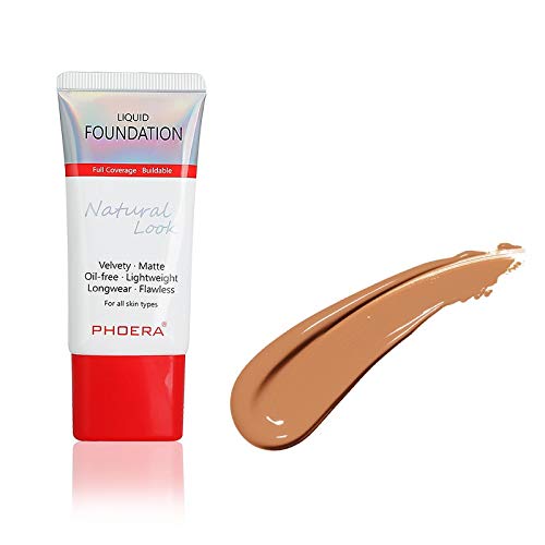 AQUAPURITY PHOERA Full Coverage Foundation New Formula Waterproof Long Lasting Oil Free Velvet Matte Liquid Foundation for Oily Skin Flawless Makeup Base Cream Concealer (108 Tan)-VivaGrace Women