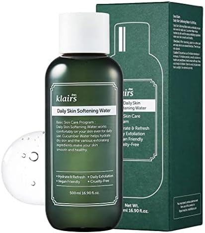 [DearKlairs] Daily Skin Softening Water, Toner, Jumbo 16.90 Fl Oz, Skin Refining Cucumber Essence, Daily mild exfoliator-VivaGrace Women