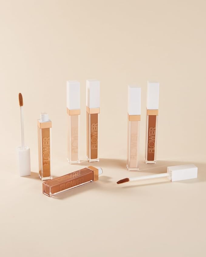 FLOWER BEAUTY By Drew Barrymore Light Illusion Full Coverage Concealer - Diffuse Dark Under Eye Circles + Blurs Blemishes - Weightless Formula + Crease Proof Makeup (Mocha)-VivaGrace Women
