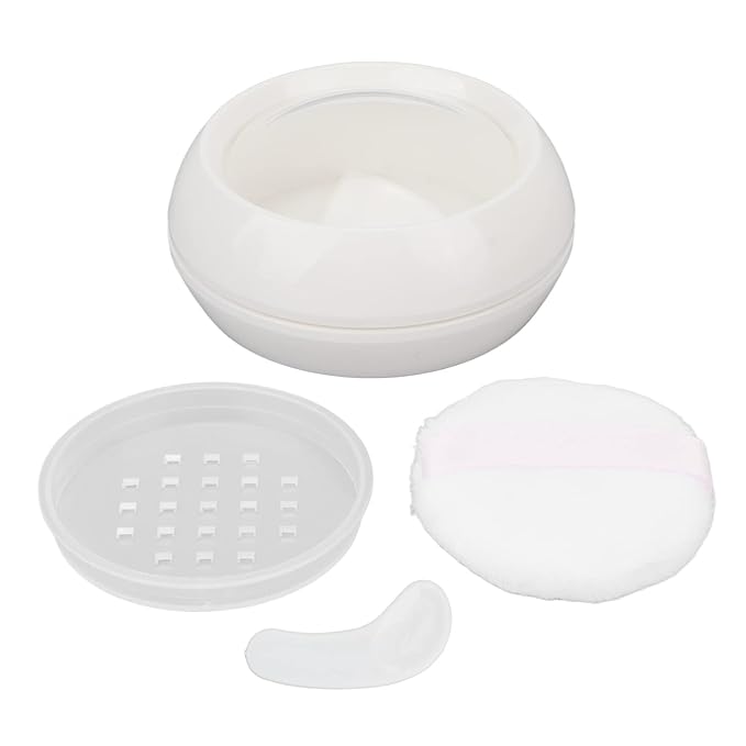 Dioche Loose Powder Container with Puff Sifter Lids, Plastic Refillable Empty Loose Powder Puff Case Face Powder Blusher Makeup Cosmetic Jars Containers for Travel Daily Use-VivaGrace Women