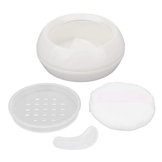 Dioche Loose Powder Container with Puff Sifter Lids, Plastic Refillable Empty Loose Powder Puff Case Face Powder Blusher Makeup Cosmetic Jars Containers for Travel Daily Use-VivaGrace Women