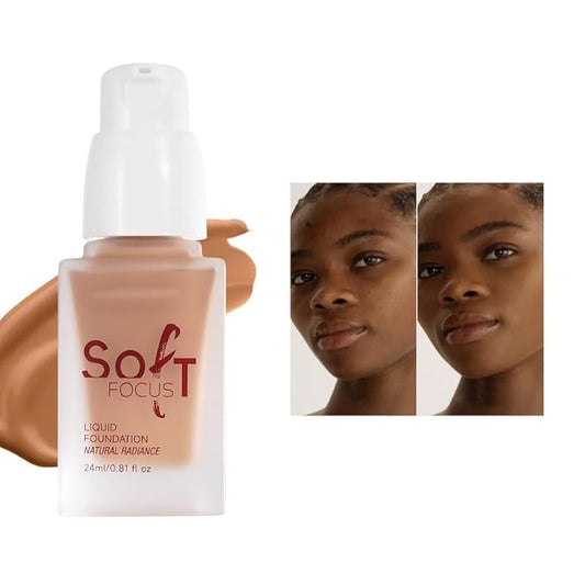 Soft Focus Deep Liquid Concealer Foundation, Hydrating High Coverage Liquid Foundation, Waterproof Long Lasting 24h Full Coverage Matte Finish, Lightweight Liquid Concealer for Women, 08-VivaGrace Women