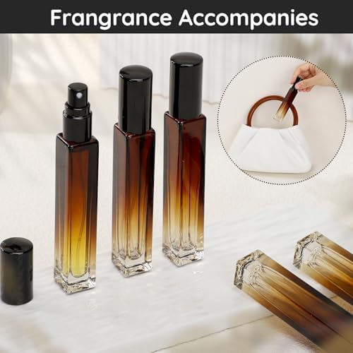 Segbeauty Travel Perfume Bottle, 10pcs 10ML Empty Refillable Glass Perfume Atomizer, 0.34oz Portable Cologne Dispenser Spray Bottle Travel Size Sample Bottles Sprayer Perfume Making Kit Gradient Amber-VivaGrace Women