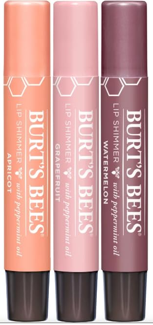 Burts Bees Kissable Colo, Apricot, Grapefruit, Watermelon Lip Shimmer Gift Set of 3 x 0.09 oz (2.55g) - 1 Count-VivaGrace Women