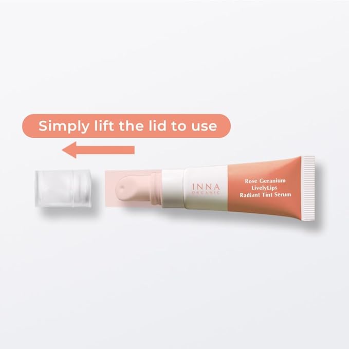 INNA ORGANIC Tinted Lip Serum, Moisturizing, Healing, Light Rosy color, 100% vegan, EWG & COSMOS Certified| Rose Geranium Essential Oils Infused Skincare | Luxury Clean Beauty-VivaGrace Women