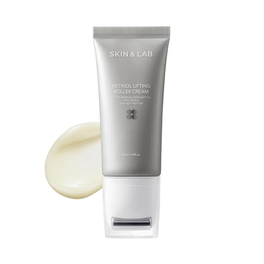 [SKIN&LAB] Retinol Lifting Roller Cream with Massage applicator, Vegan Anti Aging Face and Neck Cream for Reduce Wrinkles and Fine Line, For Face, Neck, Décolleté Wrinkle Care, 1.69 fl. oz.-VivaGrace Women