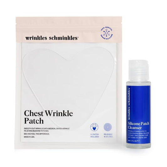 Wrinkles Schminkles Chest Wrinkle Patch & Cleanser Starter Pack - Set of Reusable Chest Silicone Wrinkle Patch + Patch Cleanser (2 oz) Maximise Uses - Smooth & Prevent Chest & Décolletage Wrinkles-VivaGrace Women