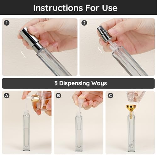 Segbeauty 10pcs Refillable Colorful Travel Perfume Bottle, 10ML Multi-color Empty Glass Atomizer, 0.34oz Portable Sprayer-VivaGrace Women