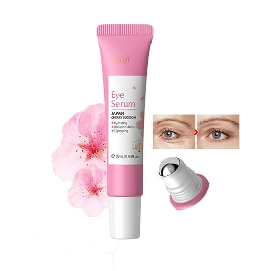 AKARY Cherry Blossom Eye Roller Serum Eye Moisturizer, Deep Hydration Eye Serum with Caffeine and Sodium Hyaluronate, Under Eye Cream to Reduce Dark Circles, Fine Lines, Smoothing Skin Care Treatment-VivaGrace Women