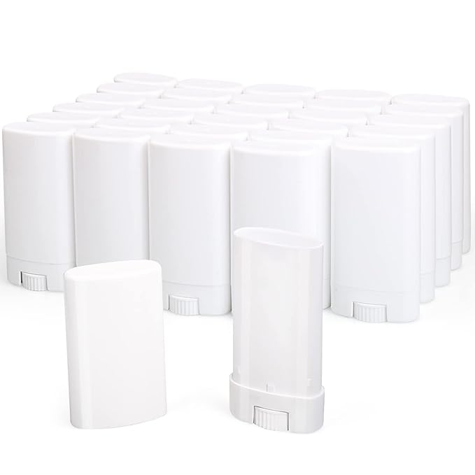15ml Travel Deodorant Containers,Top-Fill,Empty Plastic Oval Lip Balm Tubes for Chapstick,Lip Balm,Lotion Bar Sticks,Salve,Homemade Solid Lotion,Sample Size Deodorant-30 Pack,White-VivaGrace Women