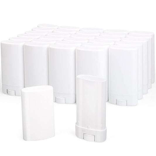 15ml Travel Deodorant Containers,Top-Fill,Empty Plastic Oval Lip Balm Tubes for Chapstick,Lip Balm,Lotion Bar Sticks,Salve,Homemade Solid Lotion,Sample Size Deodorant-30 Pack,White-VivaGrace Women