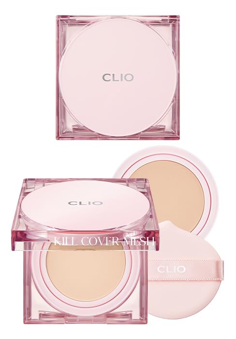 CLIO Kill Cover Mesh Glow Cushion Foundation ([Refill Included] 15g*2, 23N GINGER), Glass Skin, Long-Lasting, Lightweight, Buildable Coverage, Glowy Skin Makeup-VivaGrace Women