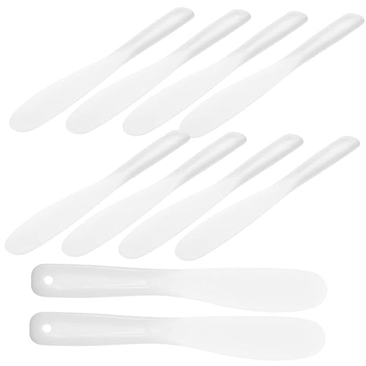 Beaupretty 10pcs Tool Stick White Makeup Silicone Makeup Spatula Mini Silicone Spatula Silicone Stirring Tools Spatulas Cosmetic Long Spatula Barber Film Stick Face-VivaGrace Women