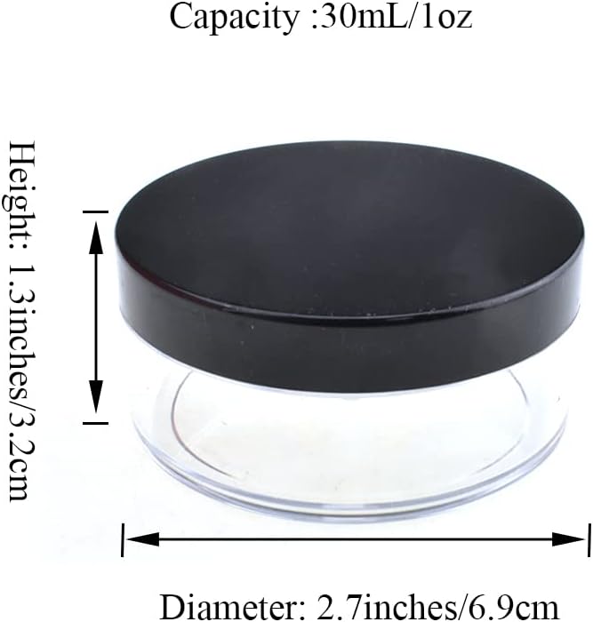 HAHIYO 3Pcs 30ml/1oz Plastic Empty Travel Compact Case Makeup Cosmetic Jar Refillable Powder Box No Leak Holder with Common Sifter and Black Screw Lid-VivaGrace Women