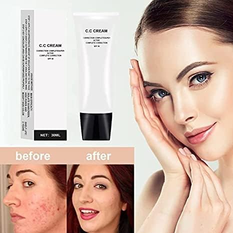 Skin Tone Adjusting CC Cream SPF 50, CC Cream Self Adjusting for Mature Skin, All-In-One Face Sunscreen and Foundation, Pre-makeup Primer Moisturizing Skin Concealer Brightening Skin Tone 30ml - 2 Pcs-VivaGrace Women