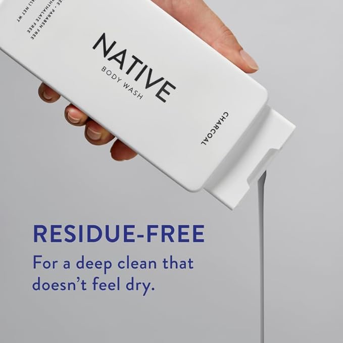 Native Body Wash Contains Naturally Derived Ingredients | For Women & Men, Sulfate, Dye, & Paraben Free Leaving Skin Soft and Hydrated | Charcoal 18 oz - 2 Pk-VivaGrace Women