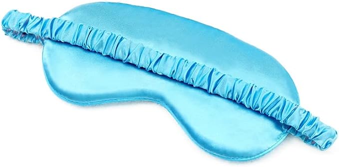 100% Natural Mulberry Soft Silk Sleep Mask, Light Blocking Eye Masks for Sleep, Night Blindfold Eye Mask Cover for Men and Women, Sleeping Night Mask for Travel (Blue)-VivaGrace Women