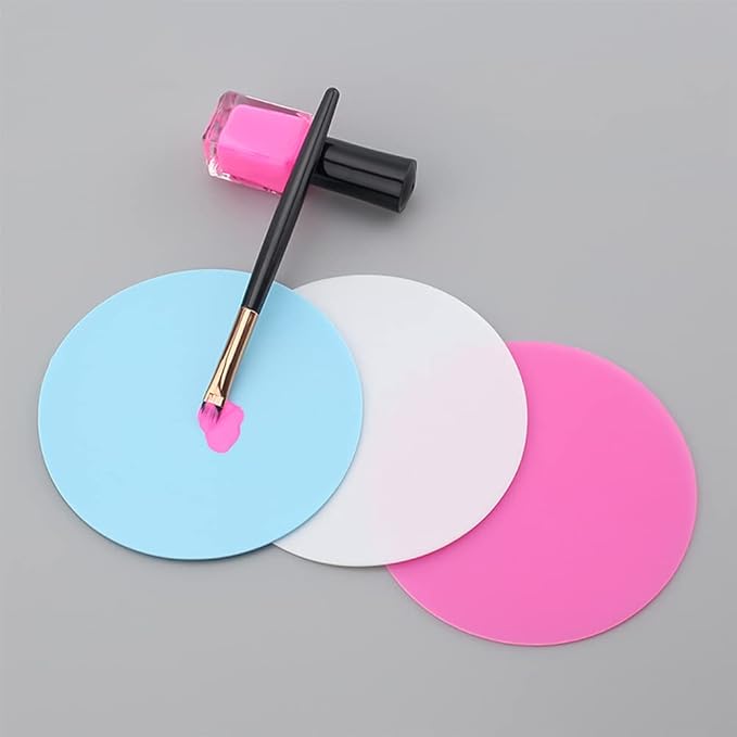 8 Sheets Silicone Round Shape Nail Art Painting Gel Palette Nail Polish Mixing Plate Foundation Lipstick Palette Cosmetic Palette Paint Drawing Color Dish Manicure Nail DIY Tool-VivaGrace Women