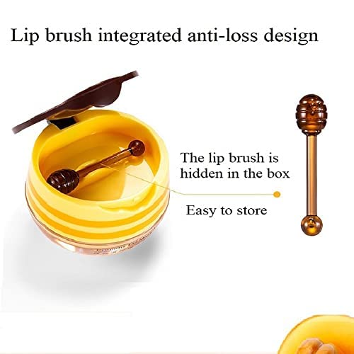 2PCS Honey Balm Lip Balm, Lip Masks for Dry and Cracked Lips with Brush, Lip Exfoliator & Moisturizer, Reduces Lips Lines & Lightens Lips, Anti-Wrinkle, Aging-VivaGrace Women