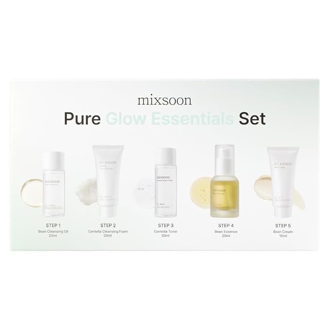 mixsoon Pure Glow Essentials Set, 5-Step Skincare Kit, Gentle & Hydrating, For All Skin Types, 5 Items Korean Glass Skin Care 29.57 Fl. Oz.-VivaGrace Women