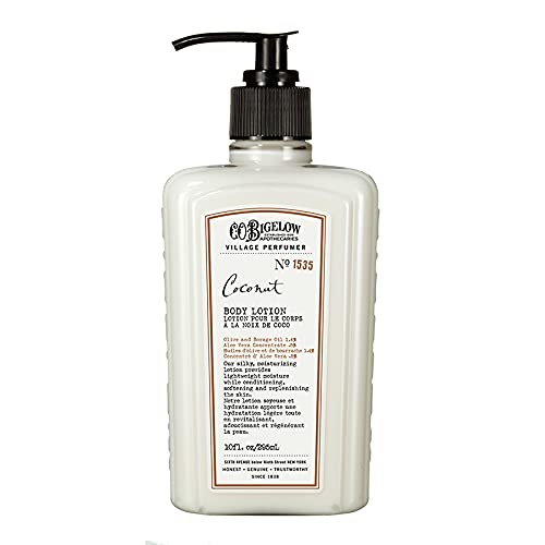 C.O. Bigelow Coconut Body Lotion, Village Perfumer Moisturizing Body Lotion with Aloe Vera, Borage Oil & Olive Oil, 10 Fl Oz-VivaGrace Women