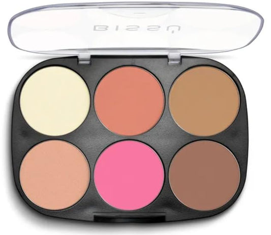 Bissú 6 colors Makeup Palette (4grms each color) includes 2 highlighters, 2 Bronzers, 2 Blushes (La Buenaza)-VivaGrace Women