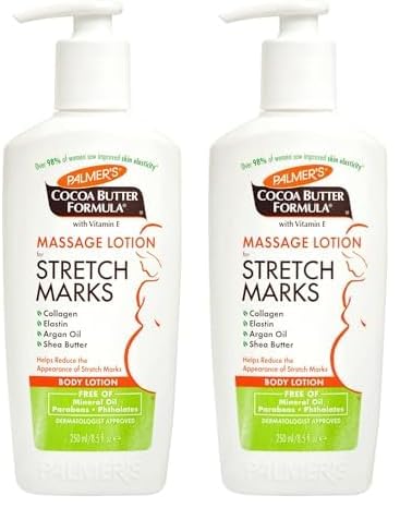 Palmer's Cocoa Butter Formula Massage Lotion for Stretch Marks, Pregnancy Skin Care, Belly Cream with Collagen, Elastin, Argan Oil and Shea Butter, 8.5 Ounces (Pack of 2)-VivaGrace Women