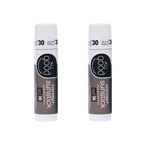 All Good Sunstick - Face Sunscreen, Water Resistant, UVA/UVB Broad Spectrum SPF 30+, Coral Reef Friendly - Beeswax, Zinc, Vitamin E, Shea Butter (Coconut)(2-Pack)-VivaGrace Women
