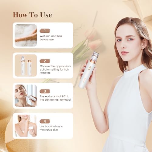 Epilator,2 in 1Epilator for Women Rechargeable,Womens Electric Shaver with LED Light,Hair Removal,Hair Removal for Women Legs/Face/Bikini/Arms,Smooth Epilator Trimmer Travel Kit Set,Simple to use-VivaGrace Women