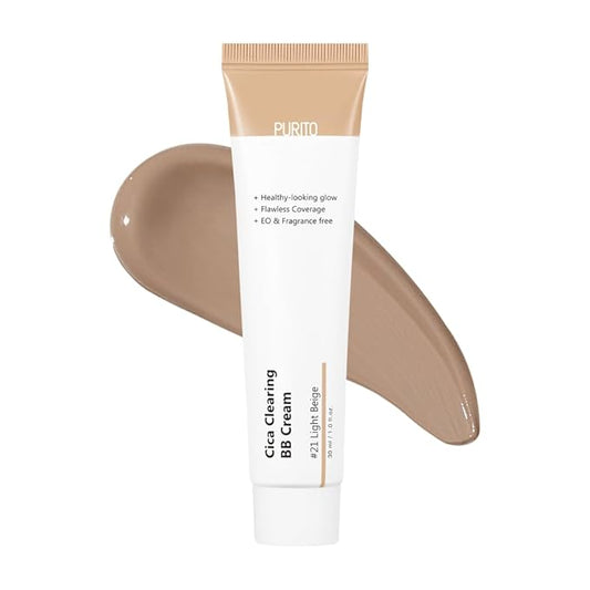 PURITO Cica Clearing BB Cream #21 Light Beige 1 fl.oz / 30ml, Vegan bb cream, tinted-VivaGrace Women