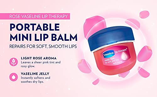 Vaseline Lip Therapy Lip Balm Mini, Rosy Lips | Lip Repair in a Container for Cracked, Dry Lip | Travel Size 0.25 oz (Pack of 4)-VivaGrace Women