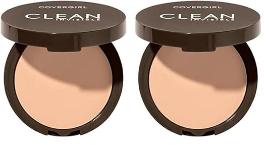 Covergirl Clean Invisible Pressed Powder, Lightweight, Breathable, Vegan Formula, Buff Beige 125, 0.38oz (Pack of 2)-VivaGrace Women