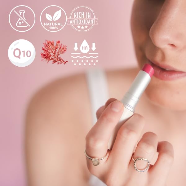 Tallow Lip Balm - Anti-Aging with 100%-grassfed Beef Tallow, CoQ10, Astaxanthin, Hyaluronic acid - Ultra Moisturizing, Conditioning, All natural, Organic, Made in USA (Peony)-VivaGrace Women