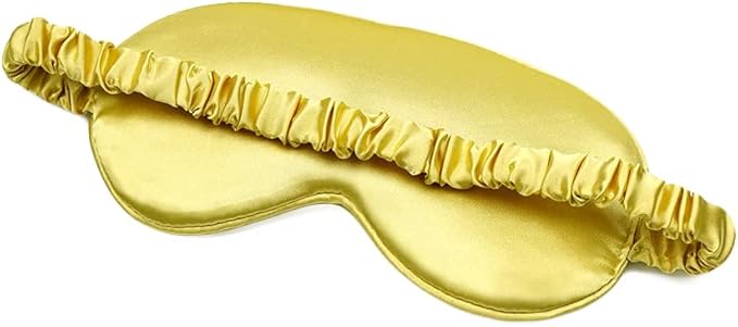 100% Natural Mulberry Soft Silk Sleep Mask, Light Blocking Eye Masks for Sleep, Night Blindfold Eye Mask Cover for Men and Women, Sleeping Night Mask for Travel (Gold)-VivaGrace Women