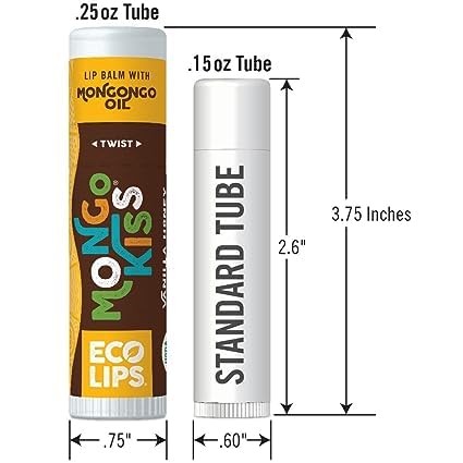 LIP BALM Mongo Kiss 6-Pack (6 tubes) Vanilla Honey by Eco Lips 100% Organic Beeswax & Cocoa Butter Lip Care with Organic Mongongo Oil - Soothe & Moisturize Dry and Cracked Lips - Made in USA-VivaGrace Women